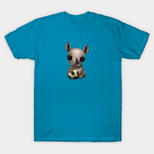 Cute Baby Rhino With Football Soccer Ball T-Shirt